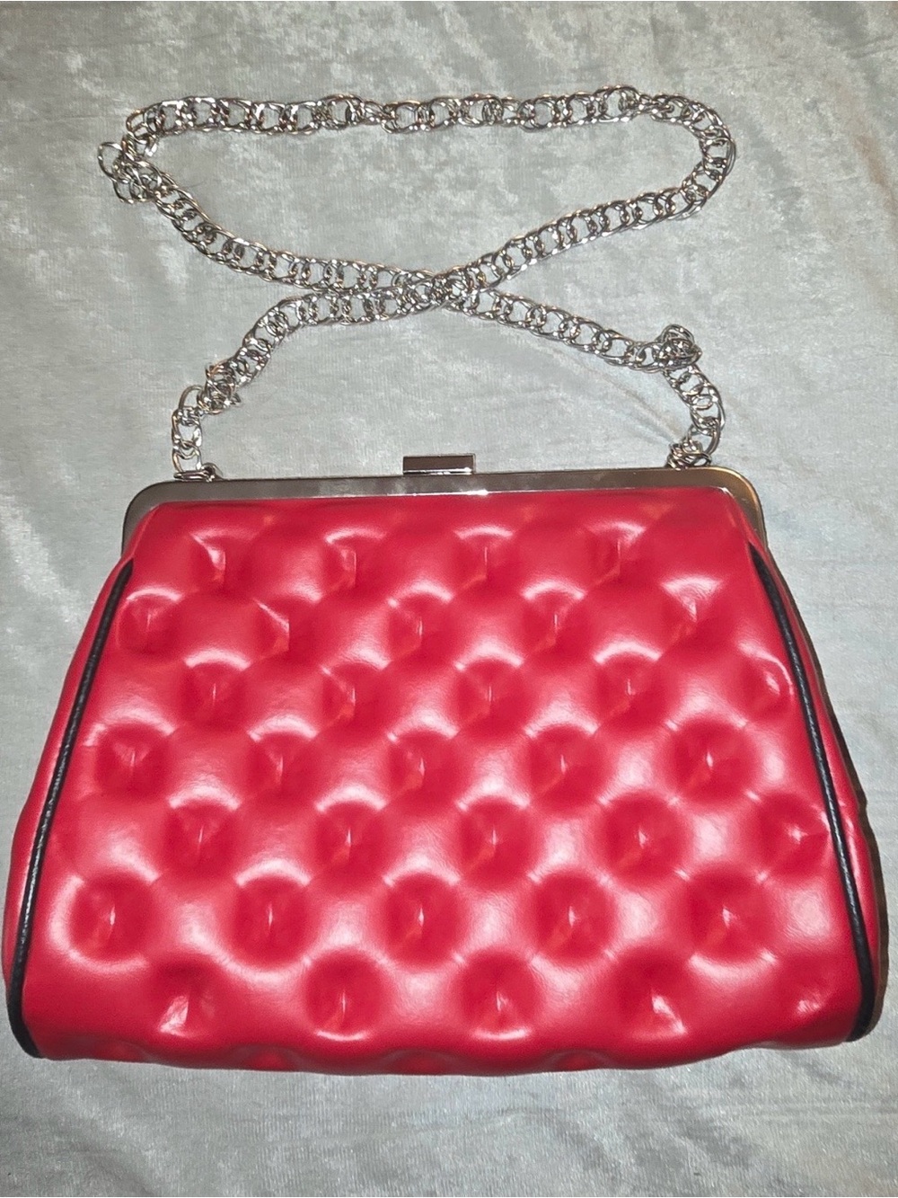Andrea Valenti dimpled Red Chain-Handle Shoulder Bag